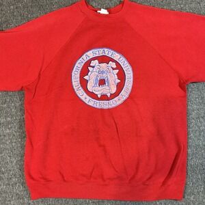 Vintage 90s Fresno State University Bulldogs‎ Sweatshirt Size Large Red Tultex